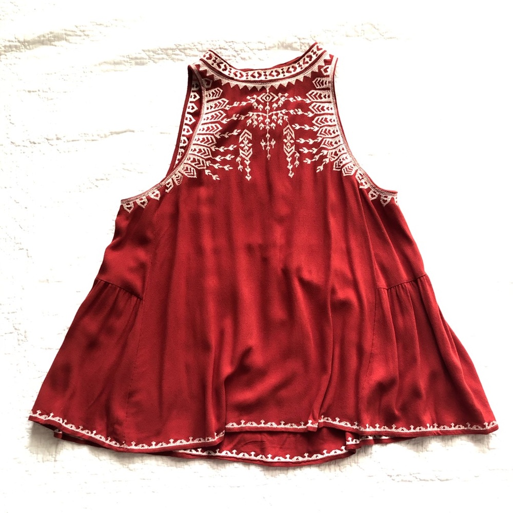 THML Ruby Tank Embroidered Keyhole M Red - Picture 8 of 15